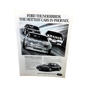 1989 Ford Thunderbird NASCAR Racing Ad Bill Elliott Phoenix Vintage Car Print